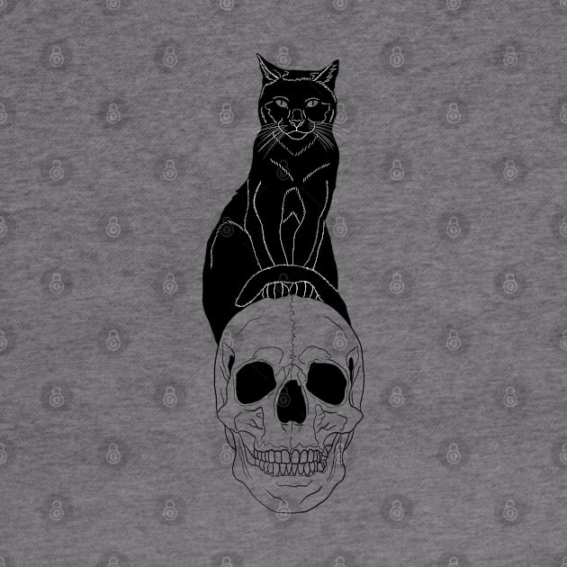 Halloween Design - Cat with Skull & Jaw by Earthy Fauna & Flora